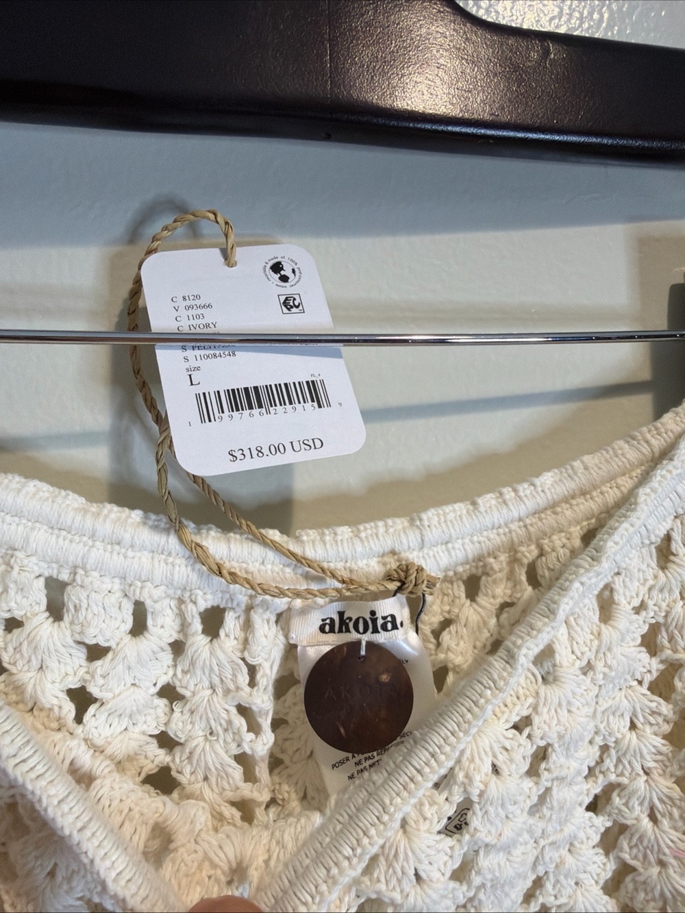Free People Akoia Pelita Open Knit Mesh Fishnet Crochet Coverup Maxi Skirt L - Picture 6 of 8
